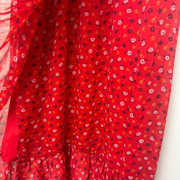 Madewell Ruffle Strap Wrap Dress Metallic Striped Praire Posies - Picture 11 of 15